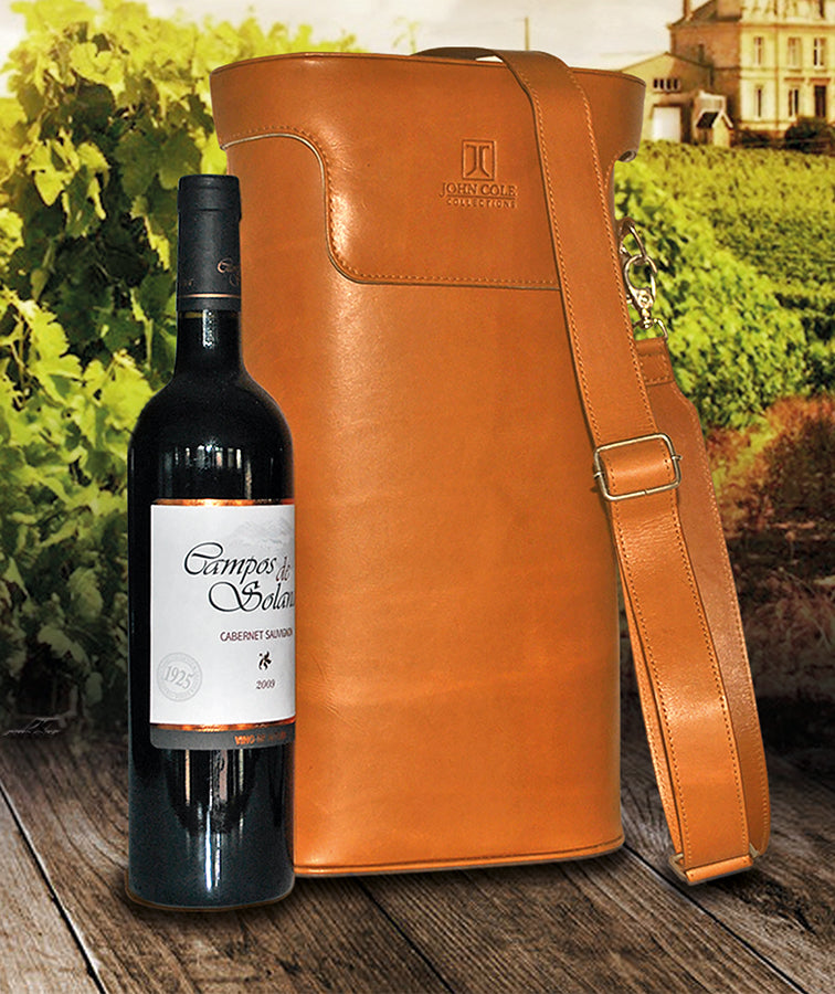 Leather Wine Bottle Carriers & Wine Tote Bags - Custom wine totes